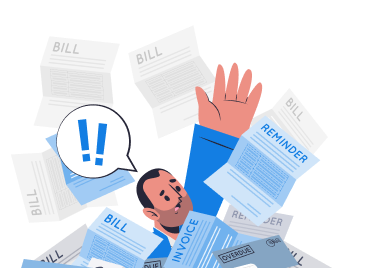 Person overwhelmed with bills
